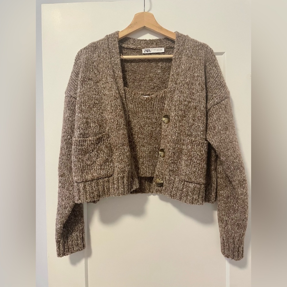 ZARA Cropped Cardigan and Top Set